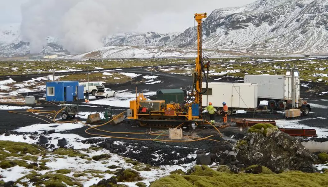 Unlike the more fanciful geo-engineering approaches, such as deploying large mirrors into space to reflect the sun’s energy, we know that Carbon Capture and Storage works. Here is a test site in Iceland where thousands of litres of CO2 gas have been pumped into basaltic rocks where it solidifes to limesstone in two years. (Photo: Juerg Matter)