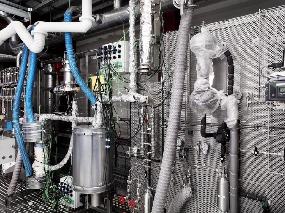 The experimental setup that converts biomass into biofuel. (Photo: Thorkild Christensen)