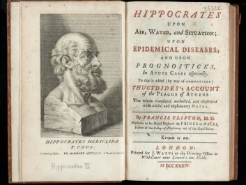 Engraving of a bust of Hippocrates and the title sheet in an English translation of his main work. (Illustration by Peter Paul Rubens after Gerard van der Gucht. J. Watts, London 1734. Wellcome Collection, London, L0041093) Engraving of a bust of Hippocrates and the title sheet in an English translation of his main work. (Illustration by Peter Paul Rubens after Gerard van der Gucht. J. Watts, London 1734. Wellcome Collection, London, L0041093)