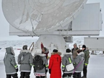 Greenlandic students visit the telescope, which will also be used for teaching. (Photo: CfA) Greenlandic students visit the telescope, which will also be used for teaching. (Photo: CfA)