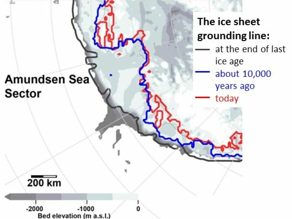 The Ice Sheet Grounding Line at the end of the last Ice Age; about 10,000 years ago; and today. (Credit: Jonathan Kingslake of Columbia University's Lamont-Doherty Earth Observatory. Author Provided)