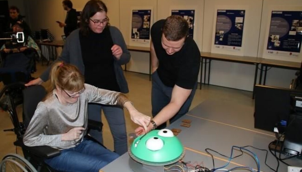 Vicki tests out her robot. The robot reminds her of the appointments for the week, using music that she has associated with the different events.(Photo: BYOR) Vicki tests out her robot. The robot reminds her of the appointments for the week, using music that she has associated with the different events.(Photo: BYOR)