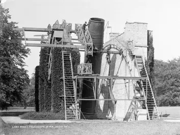 The Leviathan of Parsonstown telescope was completed in 1845, shown here after its completion. It was in use up to 1917 and was the world's largest mirror telescope of it's time. Today, the park’s new radio telescope forms part of the world's largest network of radio telescopes. (Photo: National Library of Ireland / Wikimedia)