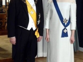 President Sauli Niinistö and First Lady Jennie Haukio on Finnish Liberation Day. The first lady’s dress is made of birch. (Photo: Vesa Moilanen / Lehtikuva) President Sauli Niinistö and First Lady Jennie Haukio on Finnish Liberation Day. The first lady’s dress is made of birch. (Photo: Vesa Moilanen / Lehtikuva)