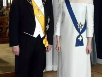 President Sauli Niinistö and First Lady Jennie Haukio on Finnish Liberation Day. The first lady’s dress is made of birch. (Photo: Vesa Moilanen / Lehtikuva)