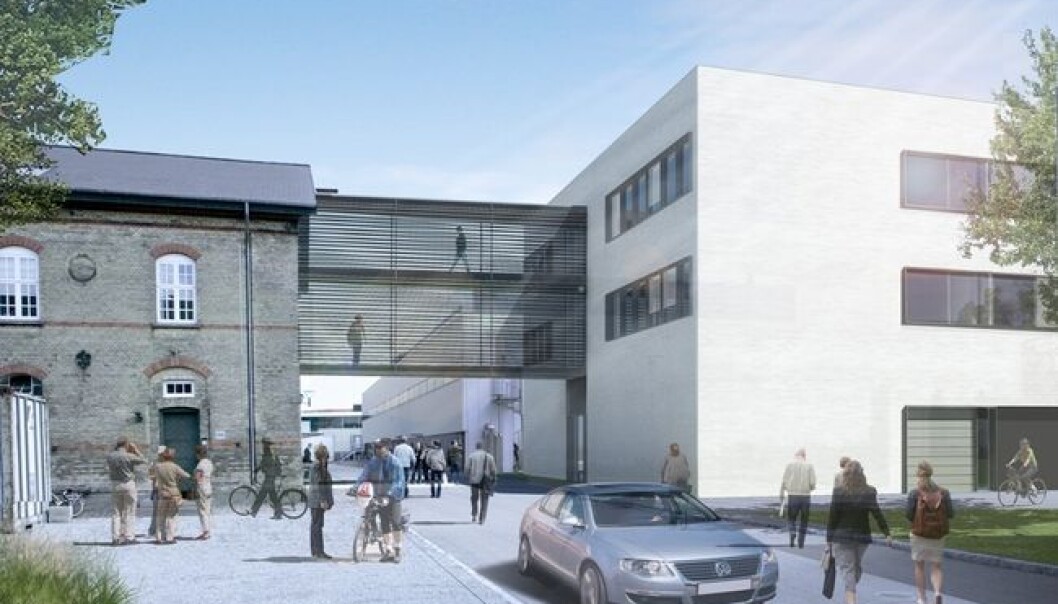 The architects’ illustration of how the finalised biobank will look. It will be built together with the existing buildings that house the State Serum Institute (Illustration: Dissing+Weitling) The architects’ illustration of how the finalised biobank will look. It will be built together with the existing buildings that house the State Serum Institute (Illustration: Dissing+Weitling)