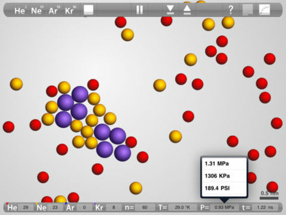 Budding chemists can push atoms around with the ‘Atoms in Motion’ app, while learning about the movements of the world’s tiny building blocks. (Screenshot: Atoms in Motion LLC)