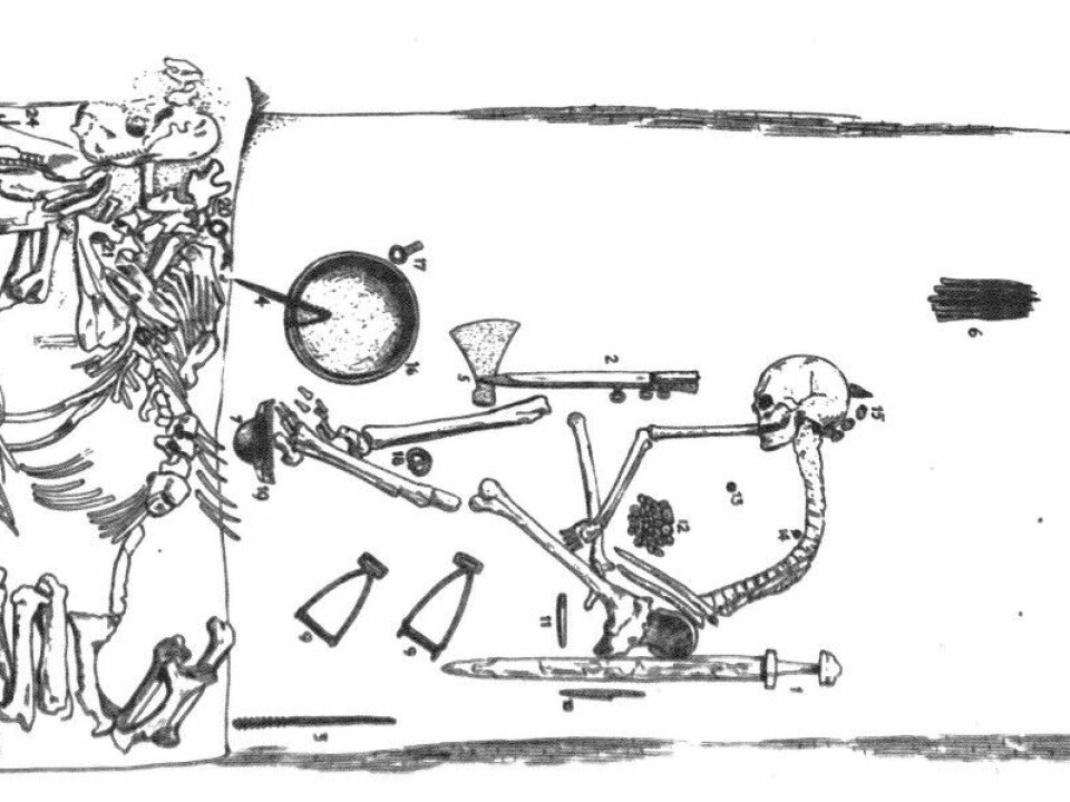 The drawing shows the grave as it was described when it was opened. This illustration is from 1943 (Image: Arbmann 1943 / Antiquity 2019)