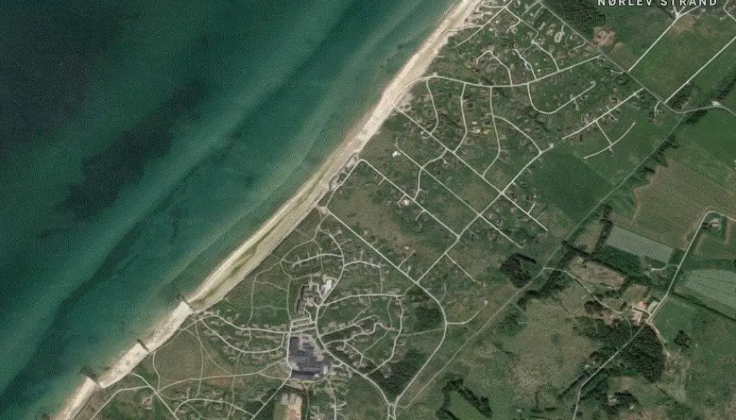 Aerial photo of the area around Nørlev Strand.