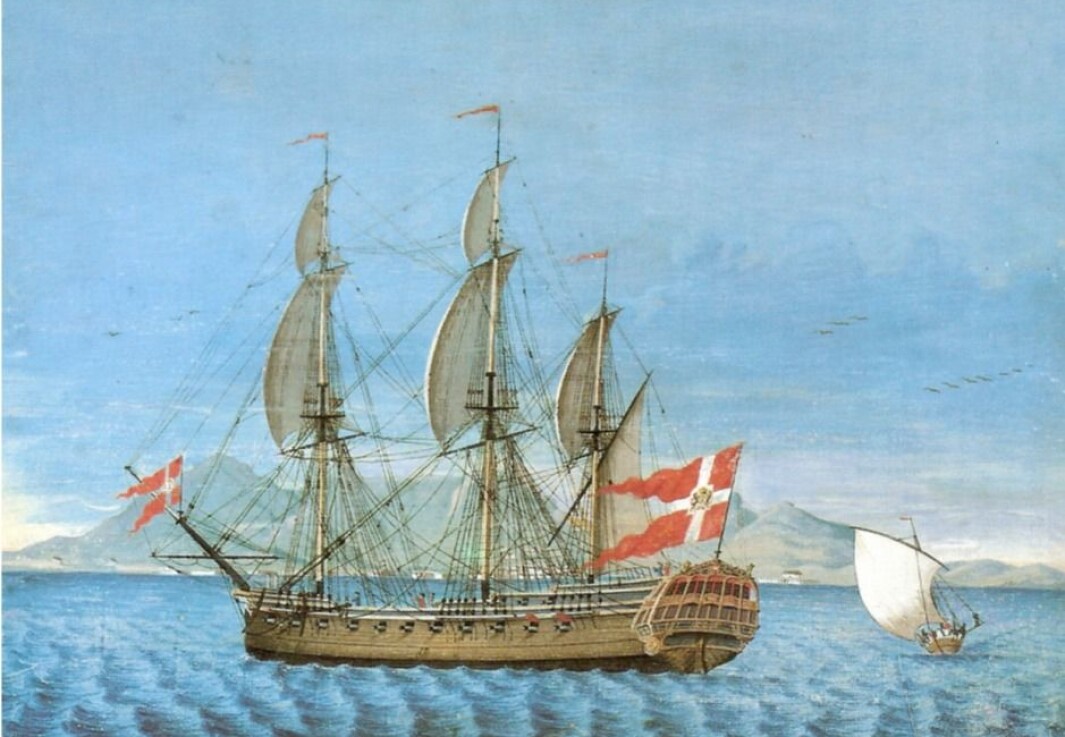 Ship portrait of the frigate Queen Sophia Magdalene off the Cape of Good Hope around the 1760s. The ship was owned by the Asian Company. Ship portrait of the frigate Queen Sophia Magdalene off the Cape of Good Hope around the 1760s. The ship was owned by the Asian Company.