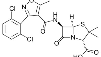 Dicloxacillin is an antibiotic in the penicillin group which makes the patient's INR-value drop. The INR-value from a blood test is an expression of the blood’s coagulation time. Dicloxacillin is an antibiotic in the penicillin group which makes the patient's INR-value drop. The INR-value from a blood test is an expression of the blood’s coagulation time.