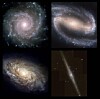 Patru exemple de galaxii spiralate: 1) Galaxia de 