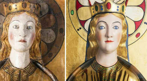 This is what an ancient Mary and Jesus statue would have looked like 800 years ago