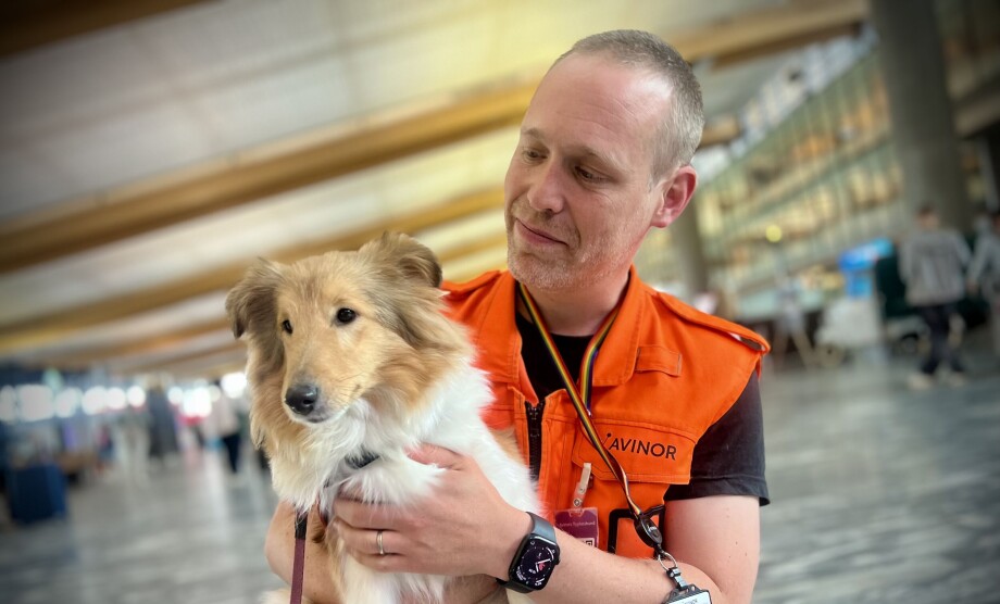 At Oslo Airport, Lilla the dog helps calm travellers. Does it work?